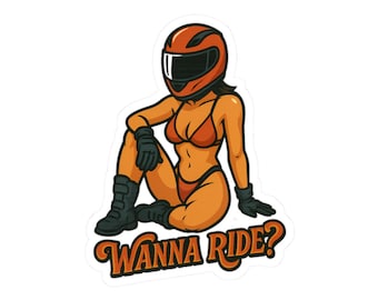 Motorcycle Bikini Pinup Girl Sticker for Biker, Mechanic Pinup, Racer, Helmet Sticker for Laptop, Decal for Men, Sexy Tool Box, Storage