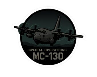 Pegatina para aficionados a la aviación, calcomanía del avión de operaciones especiales MC-130 Talon, regalo para pilotos de tripulación militar, arte para botellas y portátiles de observadores.