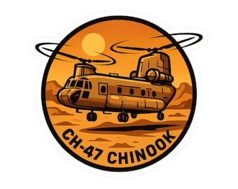 Pegatina para aficionados a la aviación, calcomanía para helicóptero CH-47 Chinook, arte de transporte aéreo de rotor en tándem, regalo de helicóptero para pilotos, jefes de tripulación y mecánicos.