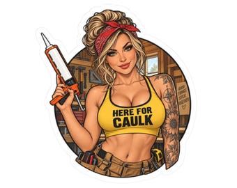 Naklejka z pinupem "Culk Pinup", naklejka z humorem budowlanym, prezent dla rzemieślnika, humor dla robotników fizycznych, naklejka na skrzynkę narzędziową, prezent dla współpracownika, żartobliwy prezent dla budowlańców