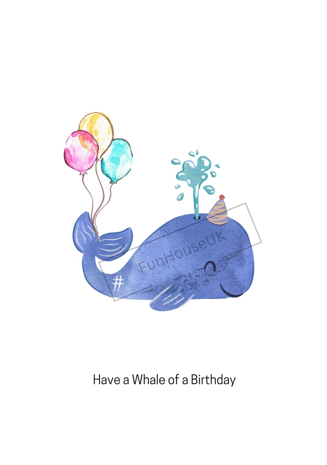 Whale Birthday Card, Whale Lover Card, Male Birthday Card, Female