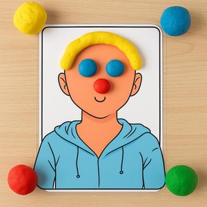 Preschool Play-Doh Face Activity, Printable Templates for Toddler Sensory Play (A4)