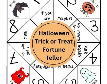 Vintage Style Halloween Fortune Teller Game, Printable Paper Play (Instant Download)