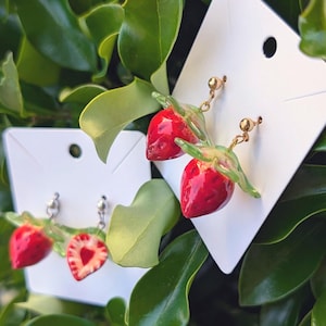Strawberry Earrings | Cute Handmade Clay Hypoallergenic Drop Earrings