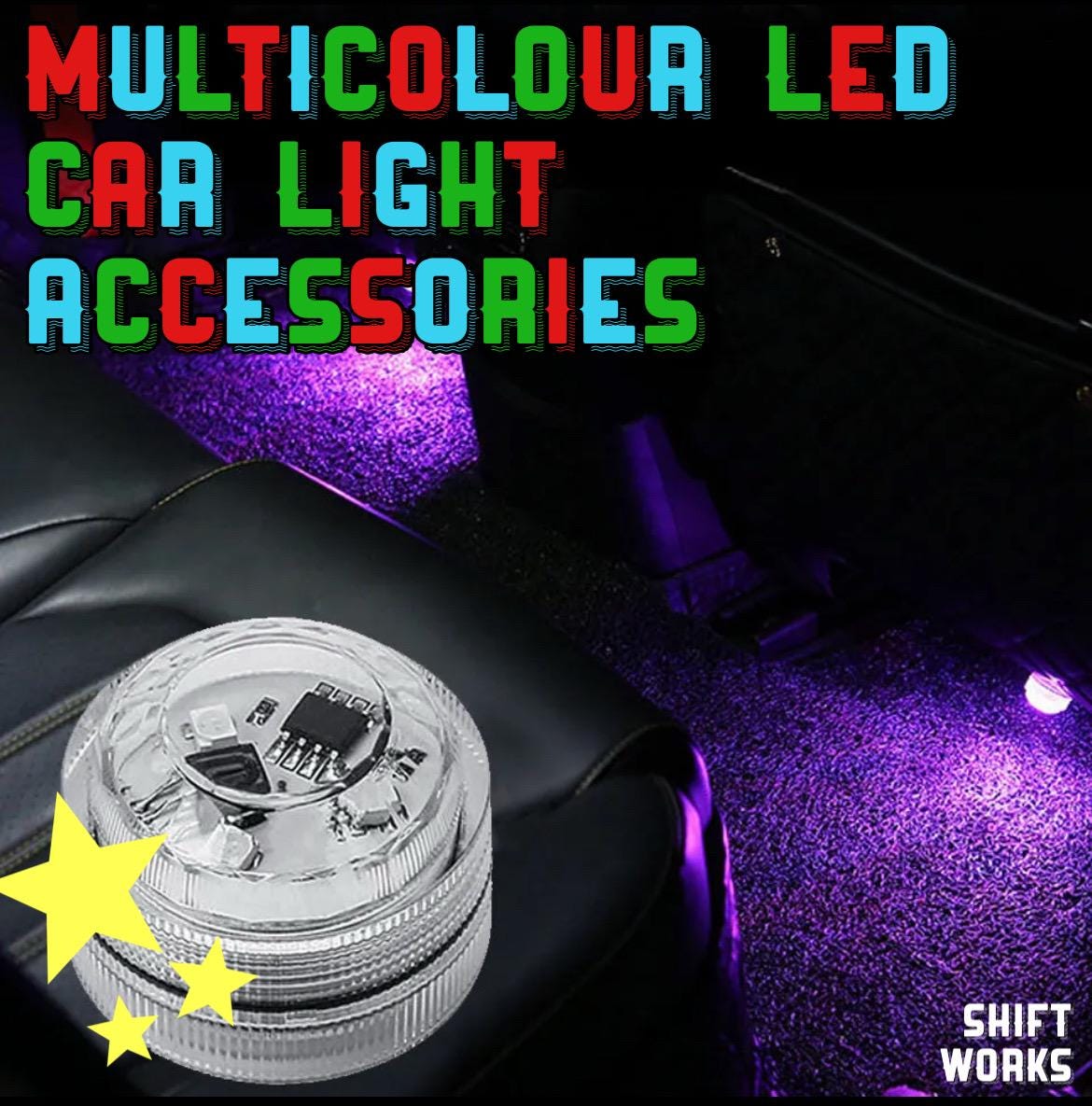 Car Foot Compartment LED Lights – 4-Pack Stick-On Under Seat Glow