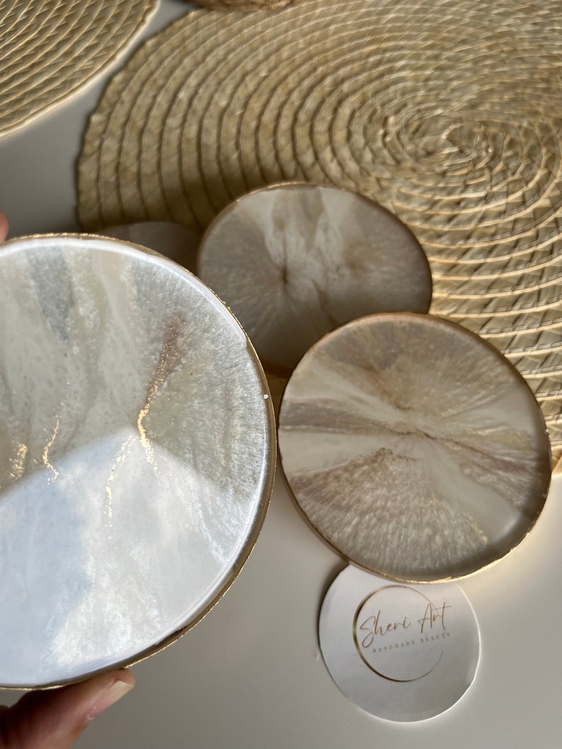 Stone Design Resin Coaster Sets of 2 or 4, Handmade Resin Coasters