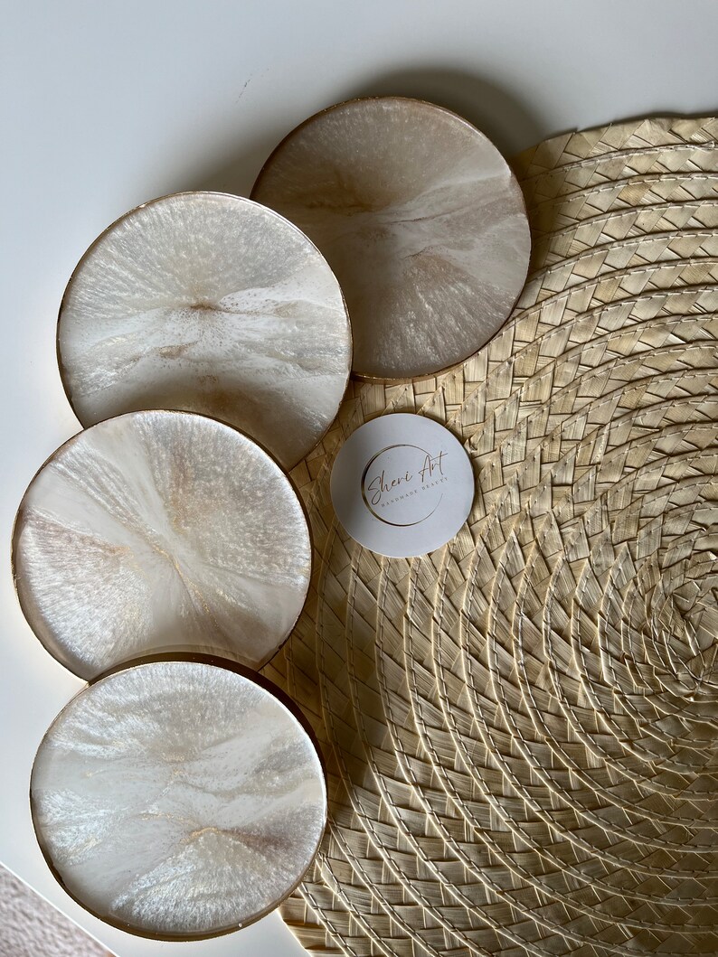 Stone Design Resin Coaster Sets of 2 or 4, Handmade Resin Coasters