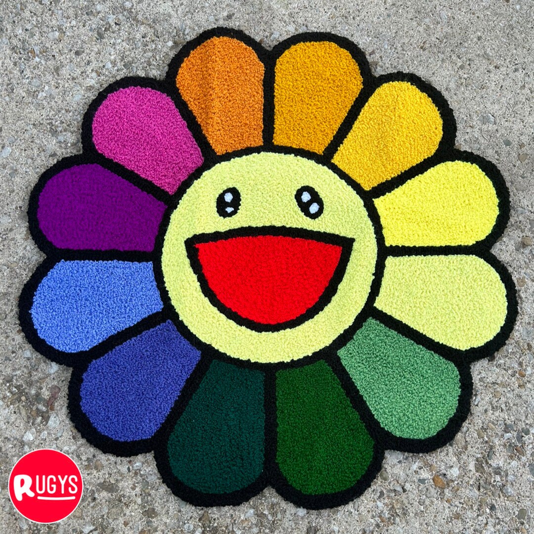 Murakami Sun Flower Rug 75x75cm Etsy