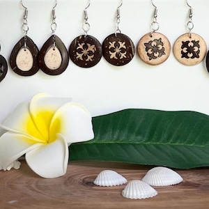 Kiva Store  Sese Wood Coconut Shell and Plastic Earrings from Ghana -  African Monolith