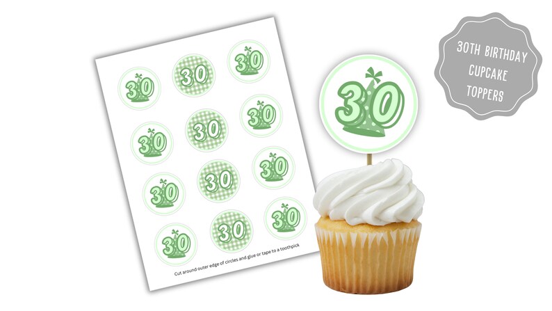 30th Birthday Cupcake Toppers Printable Cupcake Toppers - Etsy