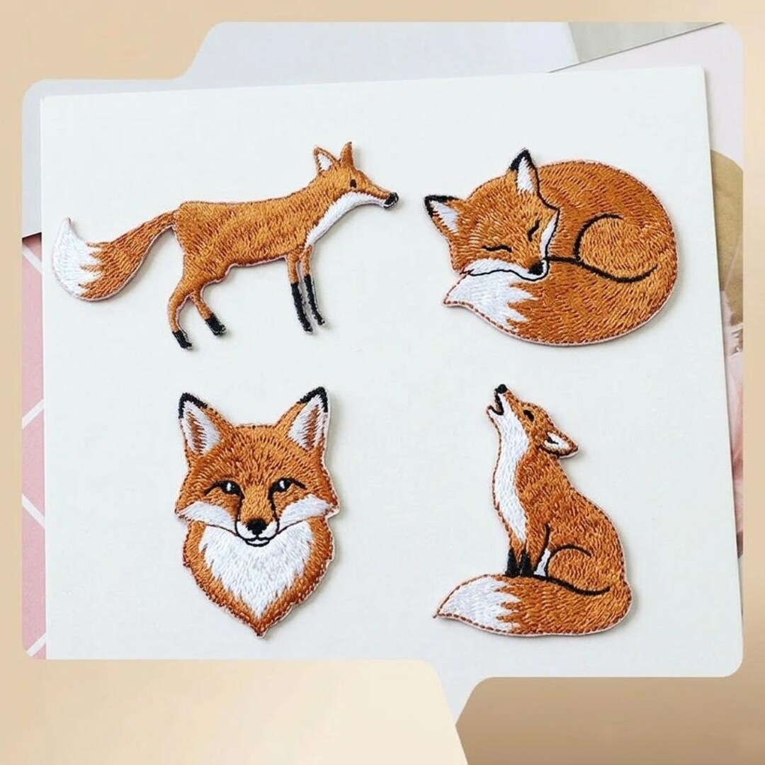 Small Fox Racing Patch Custom Fox Patch Set Embroidered Animal Iron on Patches Cute Woodland ...