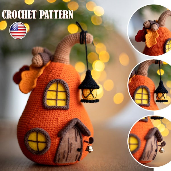 Amigurumi pattern crochet Pumpkin house, Pattern pumpkin, House for Halloween, Pattern house, Crochet house, Amigurumi house, PDF tutorial