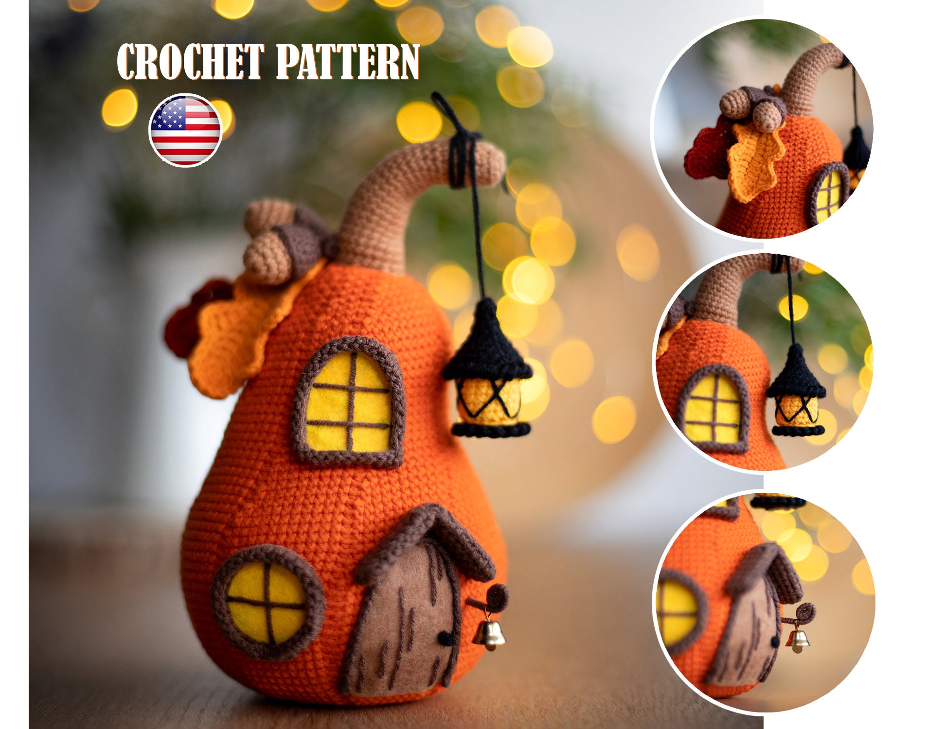 Amigurumi pattern crochet Pumpkin house, Pattern pumpkin, House for Halloween, Pattern house, Crochet house, Amigurumi house, PDF tutorial