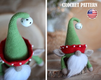 Amigurumi crochet pattern Gnome Elf in basket and cap, Gnome Christmas, Crochet Gnome, Pattern Cnomes, Amigurumi Gnomes in cap, PDF tutorial