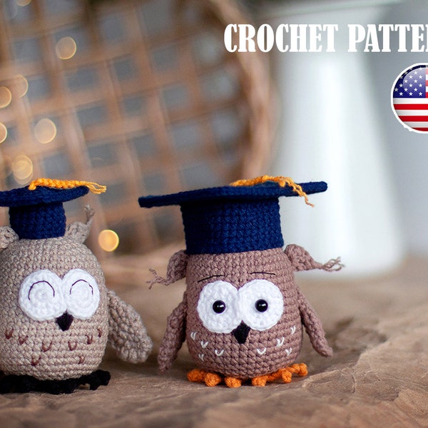 Amigurumi Pattern crochet Owl in hat, Amigurumi owl, Pattern owl, Amigurumi hat, Pattern birds, Crochet hat, PDF tutorial