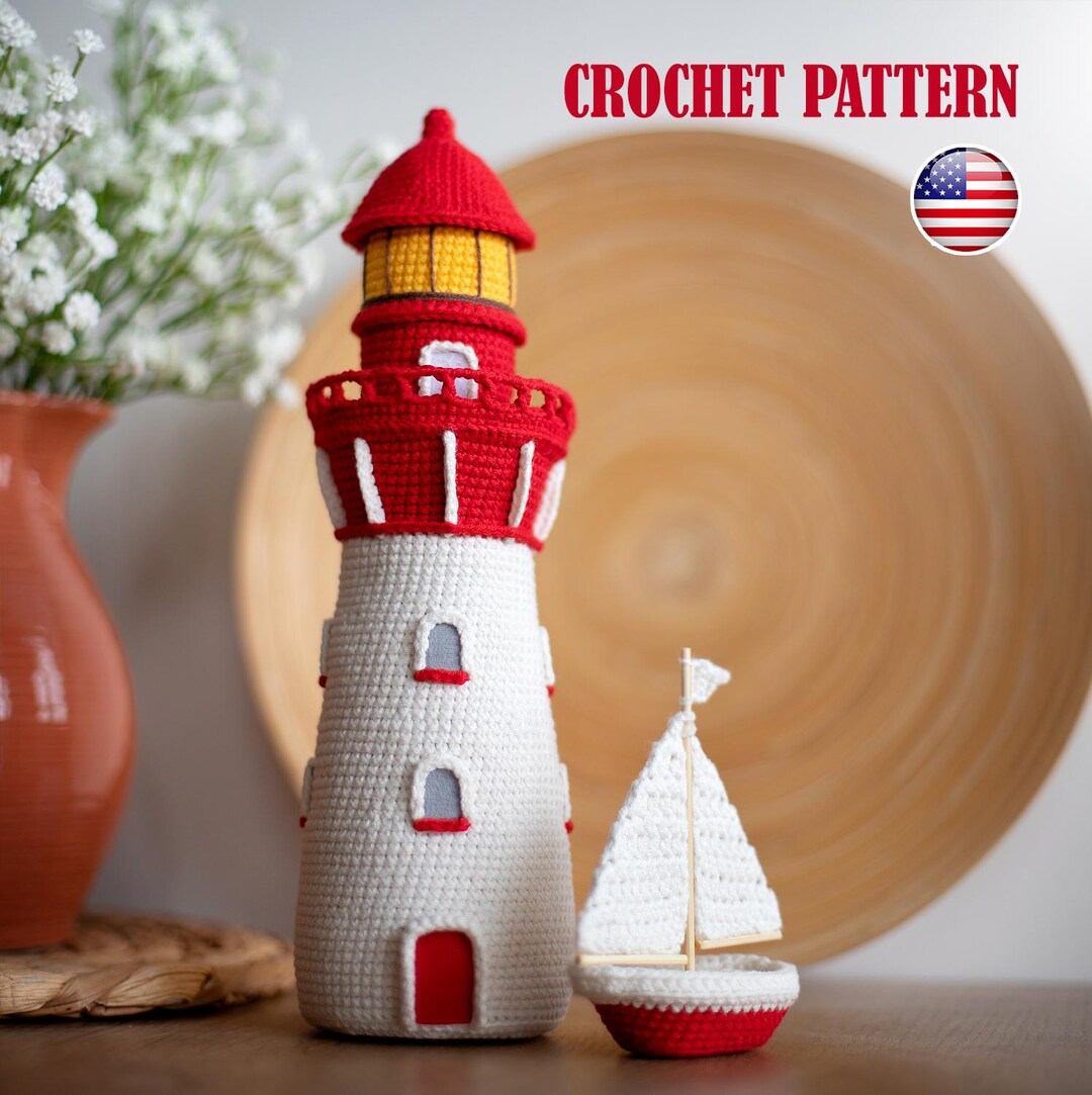 Crochet Lighthouse and Boat, Pattern Set, Amigurumi Decor Pdg Tutorial ...
