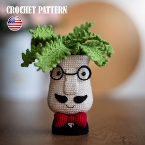 Amigurumi pattern crochet ornamental flower Man pot, Amigurumi pot, PDF tutorial