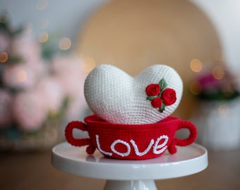 Pattern crochet Heart in mug, Crochet Valentine, Pattern Valentine's day, Pattern Heart, Pattern mug, Valentine Heart,PDF tutorial