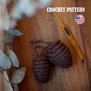 Amigurumi Crochet Pattern, Pine Cone Christmas Ornament (PDF Tutorial)