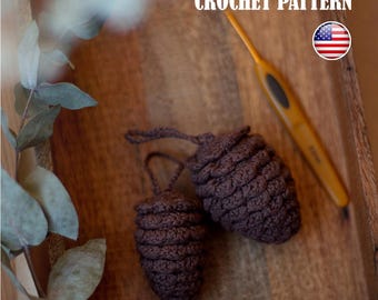 Amigurumi Crochet Pattern, Pine Cone Christmas Ornament (PDF Tutorial)