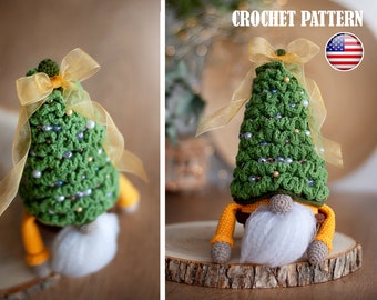 Amigurumi crochet pattern Gnome in basket and cap, Gnome Christmas tree, Christmas Pattern Cnomes, Amigurumi gnomes in cap, PDF tutorial