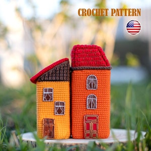 SET Amigurumi pattern crochet small houses, houses for decoration, houses boxes, crochet houses, pattern houses, PDF tutorial