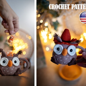 Amigurumi pattern crochet Owl mug, Amigurumi Owl, Crochet mug, Pattern Owl, Pattern mug, PDF tutorial