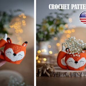 Amigurumi schema uncinetto tazza volpe, Amigurumi volpe, Tazza uncinetto, Schema volpe, Schema tazza, Tutorial PDF