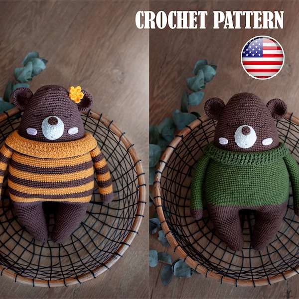 Amigurumi pattern crochet Teddy bear, Amigurumi Bear, Crochet pattern Bear PDF tutorial