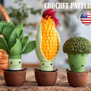 SET Amigurumi pattern crochet Vegetables in baskets, Amigurumi Vegetables, Amigurumi basket, Pattern Vegetables, PDF tutorial