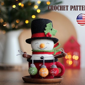 Amigurumi pattern crochet Snowman in mug, Amigurumi Snowman, Amigurumi mug, Pattern Snowman, Pattern mug, Christmas ornaments, PDF tutorial