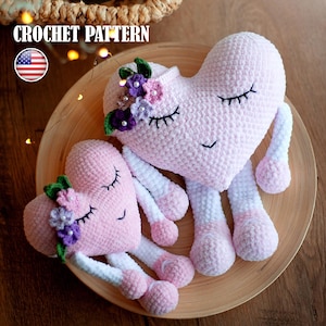 Crochet heart plush, pattern heart, valentine's day, pgf tutorial, amigurumi soft toys