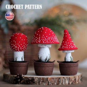 Amigurumi Crochet Fly Agaric Mushroom Pattern, Home Decor (PDF Tutorial)