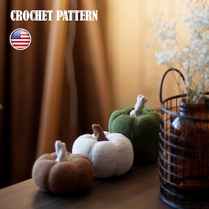 Motif trois citrouilles au crochet, décoration d'Halloween (tutoriel PDF)