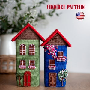 SET Amigurumi pattern crochet big houses, houses for decoration, houses boxes, crochet houses, amigurumi houses, pattern houses PDF tutorial