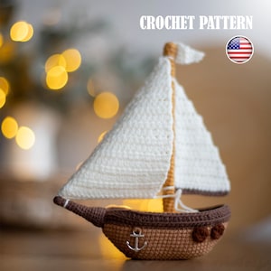 Pattern crochet Sailboat, Pattern Sailboat, Crochet boat pattern, pattern marine vessel, Amigurumi sailboat, sailboat crochet, PDF tutorial