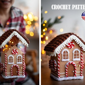 Amigurumi pattern crochet Gingerbread House, Christmas house decor, Pattern Gingerbread House, Crochet house, Amigurumi house, PDF tutorial