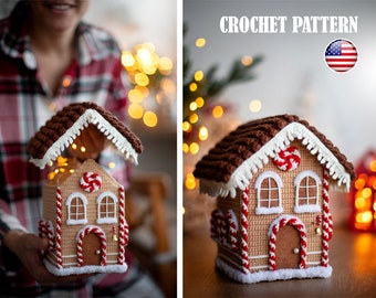 Amigurumi pattern crochet Gingerbread House, Christmas house decor, Pattern Gingerbread House, Crochet house, Amigurumi house, PDF tutorial