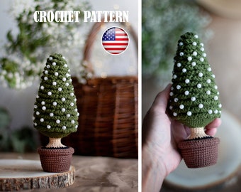 Amigurumi pattern crochet Christmas tree in baskets, Amigurumi Christmas, Amigurumi tree, Crochet trees, ornaments Christmas PDF tutorial