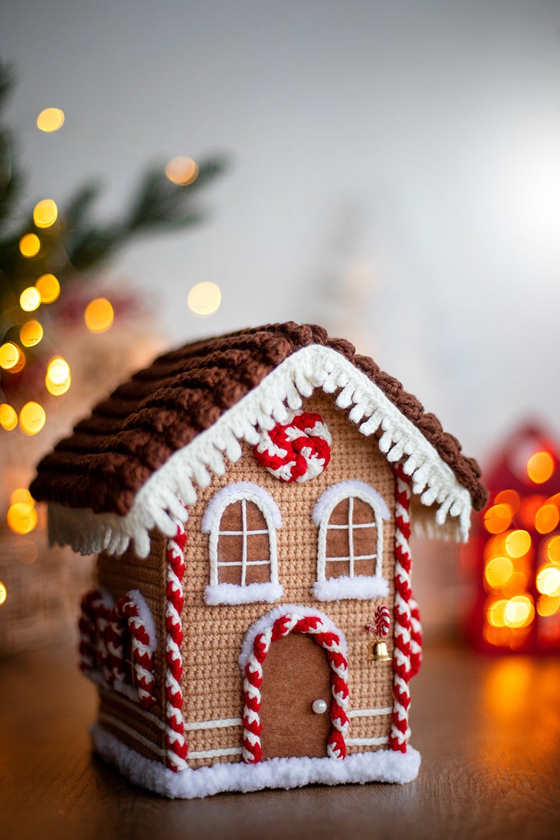 Amigurumi pattern crochet Gingerbread House, Christmas house decor, Pattern Gingerbread House, Crochet house, Amigurumi house, PDF tutorial image 3