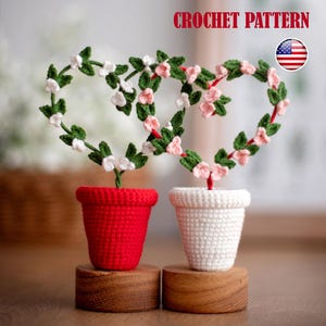 Crochet pattern Valentine in the pot, Amigurumi decoration Valentines day, Ornaments decorations, PDF tutorial