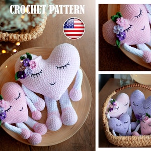 Amigurumi pattern crochet plush Heart, Amigurumi Heart, Amigurumi Valentine's day, Pattern Heart, Pattern Valentine's day, PDF tutorial