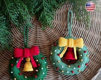 Crochet pattern Christmas wreath, Amigurumi decor, Ornaments decorations, PDF tutorial