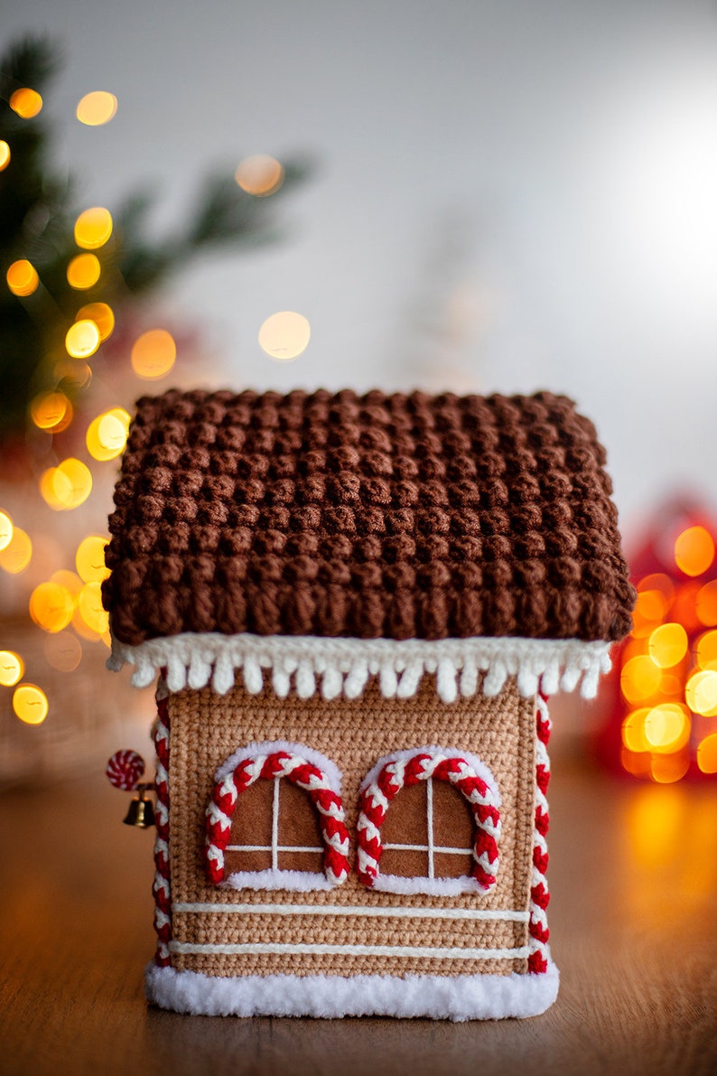 Amigurumi pattern crochet Gingerbread House, Christmas house decor, Pattern Gingerbread House, Crochet house, Amigurumi house, PDF tutorial image 4