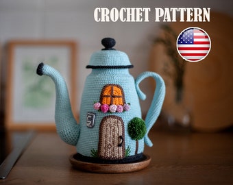 Amigurumi pattern crochet Teapot, house for decoration, house Teapot, PDF tutorial