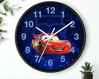 Disney Pixar Lightning McQueen Wall Clock. Disney Toy Decor, Gift Clock, Walls Clock Walls, Clock Wall, Sanvalentine Gift, Silent wall clock