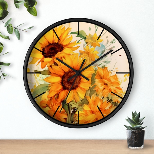 Cadeau de tournesol, horloge cadeau, horloge murale, horloges murales, horloge pour lui, cadeau sanvalentin, horloge tournesol, horloge murale silencieuse