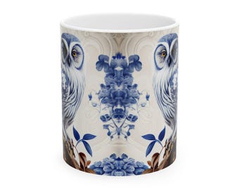 Owl Ceramic Coffee Mug, Customizable, 11oz 15oz