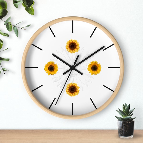 Sunflower WallClock Gift Clock, Walls Clock Clock, Sunflower Wall Clocks, Clock for him, Sanvalentine Gift, Sunflower Clock,  wall clock