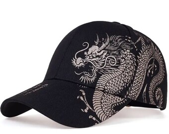 Baseball cap with dragon pattern available in 3 colors